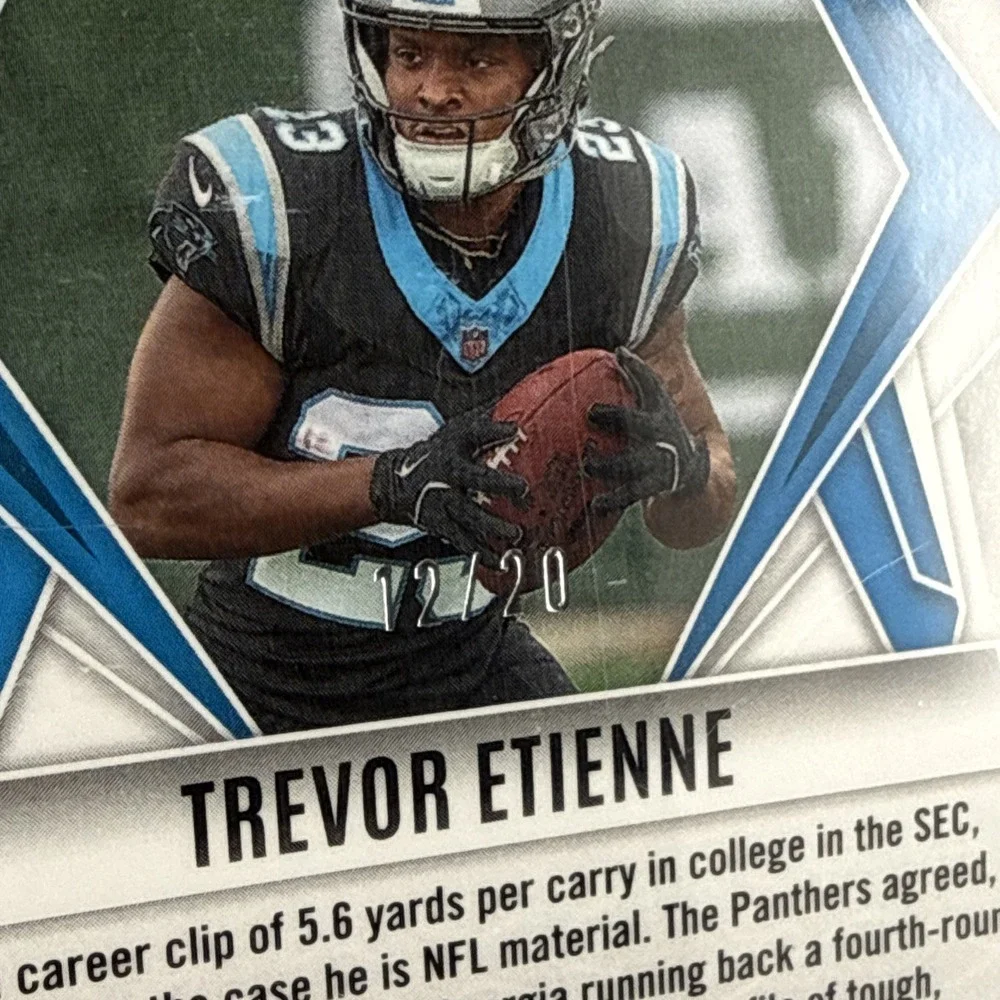 2025 Panini Phoenix Trevor Etienne RC Auto /20 Panthers NM Football
